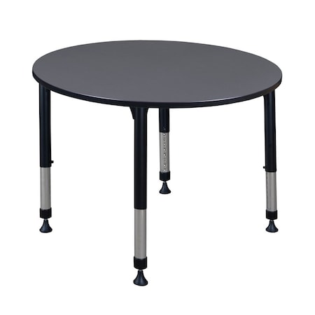Kee Round Classroom Tables, 48 W, 48 L, 23-34 H, Wood, Metal, Grey TB48RNDGYAPBK